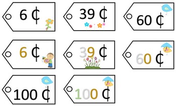Preview of Place Value Price Tags - Spring Theme