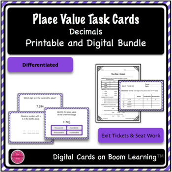 Preview of Place Value Printable and Digital Task Cards - Decimals {Differentiated}