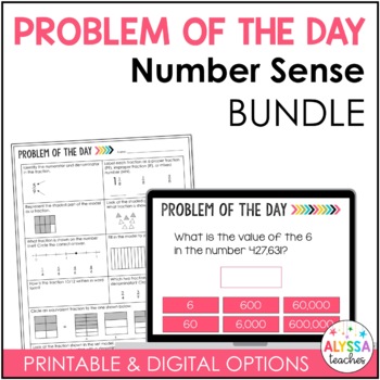 Preview of Place Value Problem of the Day Bundle | Whole Numbers, Decimals, Fractions