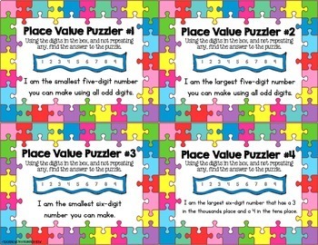 Place Value Puzzler Task Cards by Teaching With a Mountain View | TpT