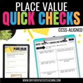 Place Value Progress Monitoring - CCSS Aligned