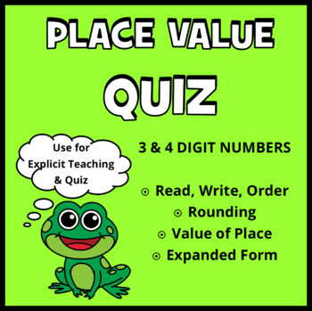 Preview of Place Value Quiz—3 Digits & 4 Digits: Year 2 & Year 3