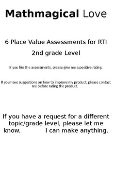 Preview of Place Value RTI Assessments -2nd grade level
