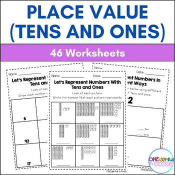 Preview of First Grade Place Value Worksheets (Tens and Ones Worksheets)