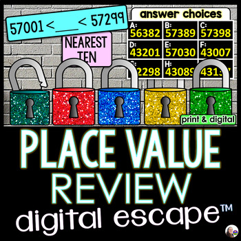 Preview of Place Value Review Digital Math Escape Room Activity