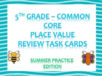 Preview of Place Value Review Task Cards - 5th Grade Common Core