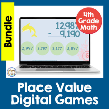 Preview of Place Value Review Bundle | 10 Place Value Video Games | Math Games Bundle
