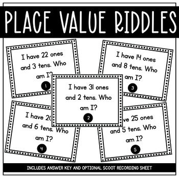 Preview of Place Value Riddles | Task Cards | Math Centers