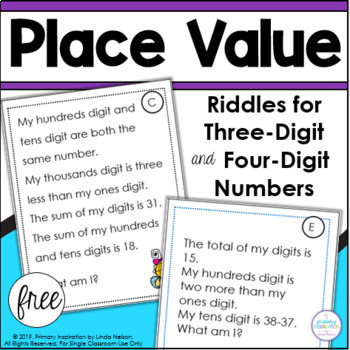 Preview of Place Value Riddles for Hundreds and Thousands - 3 Digit and 4 Digit Numbers