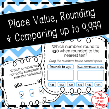 Place Value, Rounding & Comparing up to 9,999 Boom Cards SOL 3.1