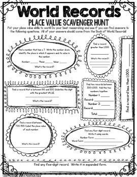 Place Value Scavenger Hunt Activity By Teaching With A Mountain View