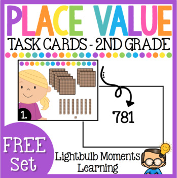 Preview of Place Value Task Cards or Scoot Cards - 3 digit numbers