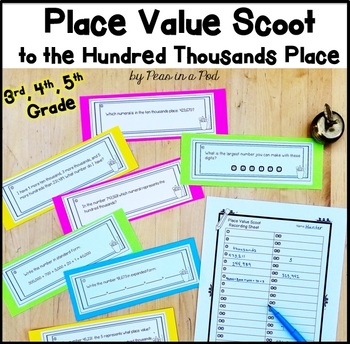 Preview of End of Year Math Games Place Value Poster Craft Scoot Games 3rd 4th 5th Grade