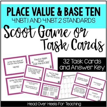 Preview of Place Value Scoot Game {Task Cards} 4.NBT.1 & 4.NBT.2