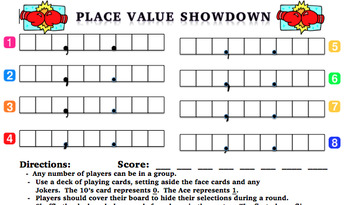 Preview of Place Value Showdown with Decimals - Center or Class Game