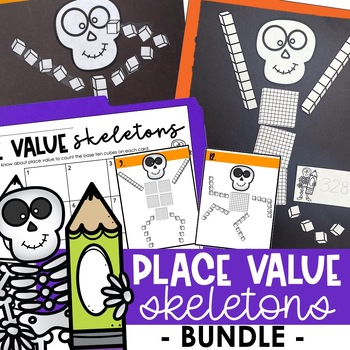 Preview of Place Value Skeletons | Halloween Math Activity & Halloween Bulletin Board Craft