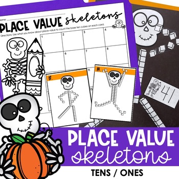 Preview of Place Value Skeletons | Halloween Math Activity & Halloween Bulletin Board Craft