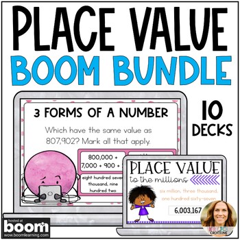 Preview of Place Value Skills Bundle - 10 Sets of Boom Cards - 4th Grade Math Activities