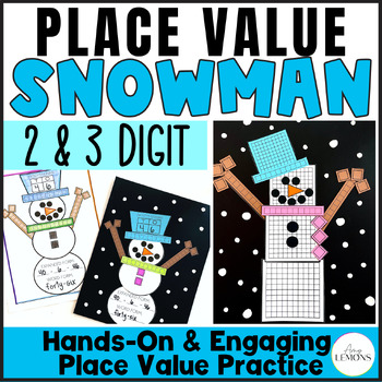 Preview of Winter Math Craft for Place Value - Place Value Snowman Activity (2 & 3 Digits)