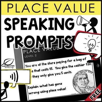 Preview of Place Value Speaking Prompts | Distance Learning | FREE