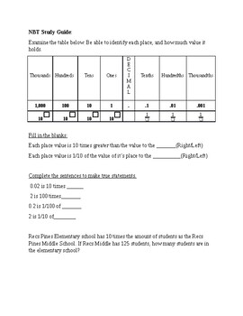 Preview of Place Value Study Guide