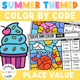 Place Value Summer Themed Color By Code Tens and Ones