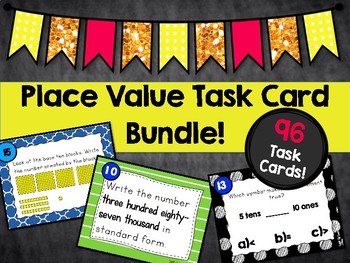 Preview of Place Value Task Card Bundle Sets 1-3