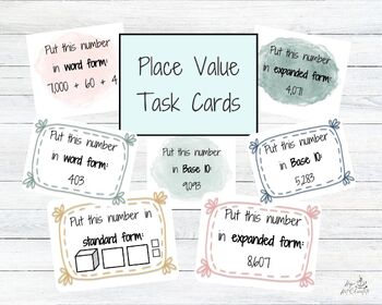 Preview of Place Value Task Cards Bundle