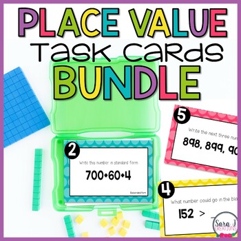 Preview of Place Value Task Cards Bundle Paper and Digital Version