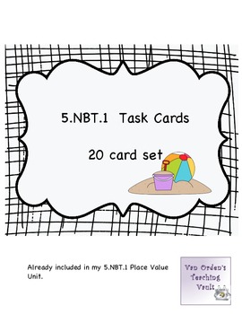 Preview of Place Value Task Cards Common Core 5.NBT.1