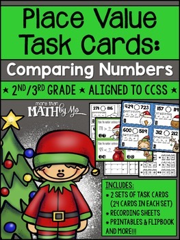 Preview of Place Value Task Cards: Comparing Numbers {Christmas}
