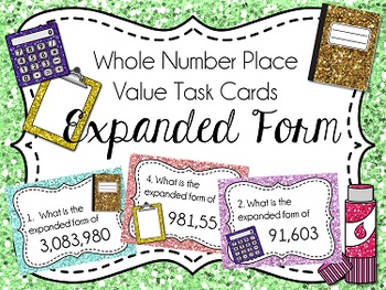 Preview of Place Value Task Cards: Expanded Form, Whole Numbers