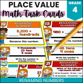 Preview of Place Value Task Cards | Renaming Numbers | Grade 4