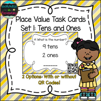 Preview of Place Value Task Cards Set 1:Tens and Ones: 1st Grade CC: Understand place value