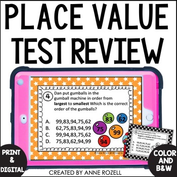 Preview of Place Value Test Review Task Cards Set B | 3rd Grade