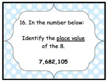 Preview of Place Value Task Cards: Thousandths to Millions