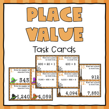 Preview of Place Value Task Cards - Through Thousands