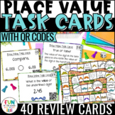 Place Value Task Cards & Game with QR Codes Math Review
