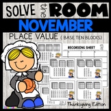 Place Value Task Cards for Thanksgiving Workstation 1st 2n