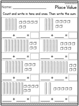place value tens and ones worksheets base ten blocks worksheets tpt