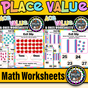Preview of Place Value Tens & Ones Worksheets Exit Slips Exit Tickets Assessment|Tens & One
