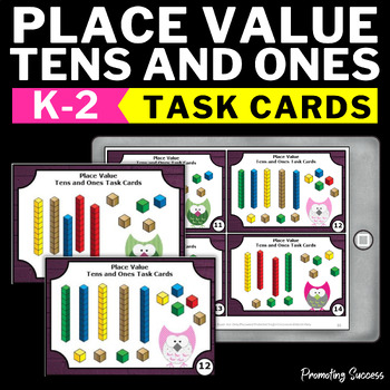 Preview of Place Value Task Cards Review Practice Place Value Tens and Ones SCOOT Stations