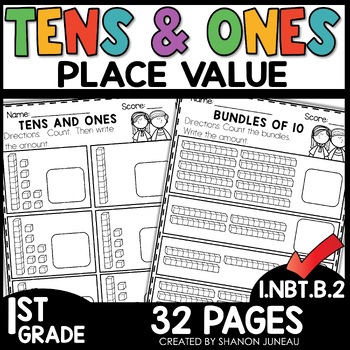 Preview of Counting Tens & Ones up to 100 Place Value 1st Grade Math Intervention Worksheet