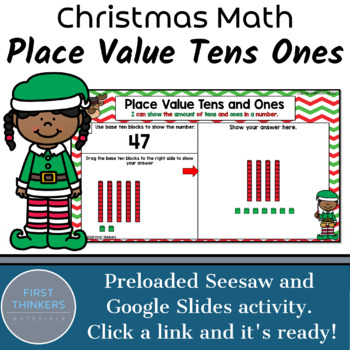 Preview of Place Value Tens and Ones Digital Christmas Math Games for 1st Grade