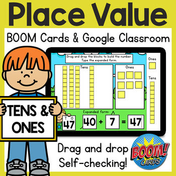 Preview of Place Value Base Ten BOOM Cards and Google Classroom Distance Learning