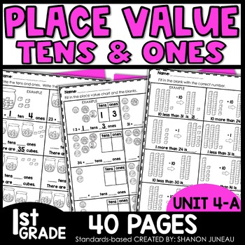 Preview of Place Value Tens & Ones One and 10 More One & 10 less 1st Grade Math Worksheets