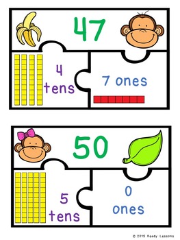 1st Grade Place Values Game Puzzles 2 Digit Places Value Tens and Ones