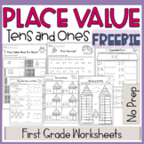 Place Value Tens and Ones Worksheets First Grade Math FREEBIE