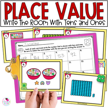 Preview of Spring Place Value Tens and Ones Math Write the Room