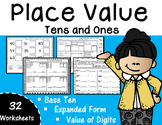 Place Value - Tens and Ones to 99 Base Ten {32 worksheets}